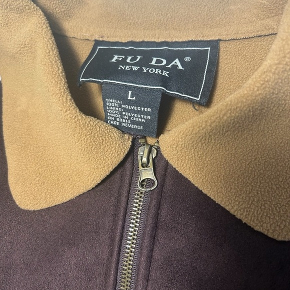FU DA New York Womens Faux Suede Full Zip Front Light Jacket Sz Lrg - Picture 7 of 12